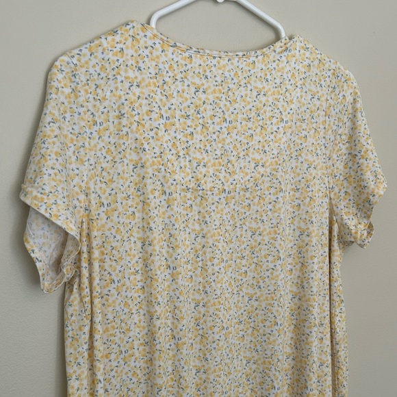 LAURA ASHLEY  YELLOW Calico DITSY SHORT Slv trad wife soft Night Gown SIZE Lg - Picture 8 of 10
